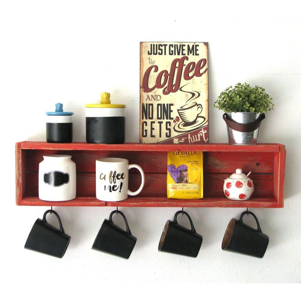 Hanah Home Kuhinjska polica 70x21x10cm Crveni