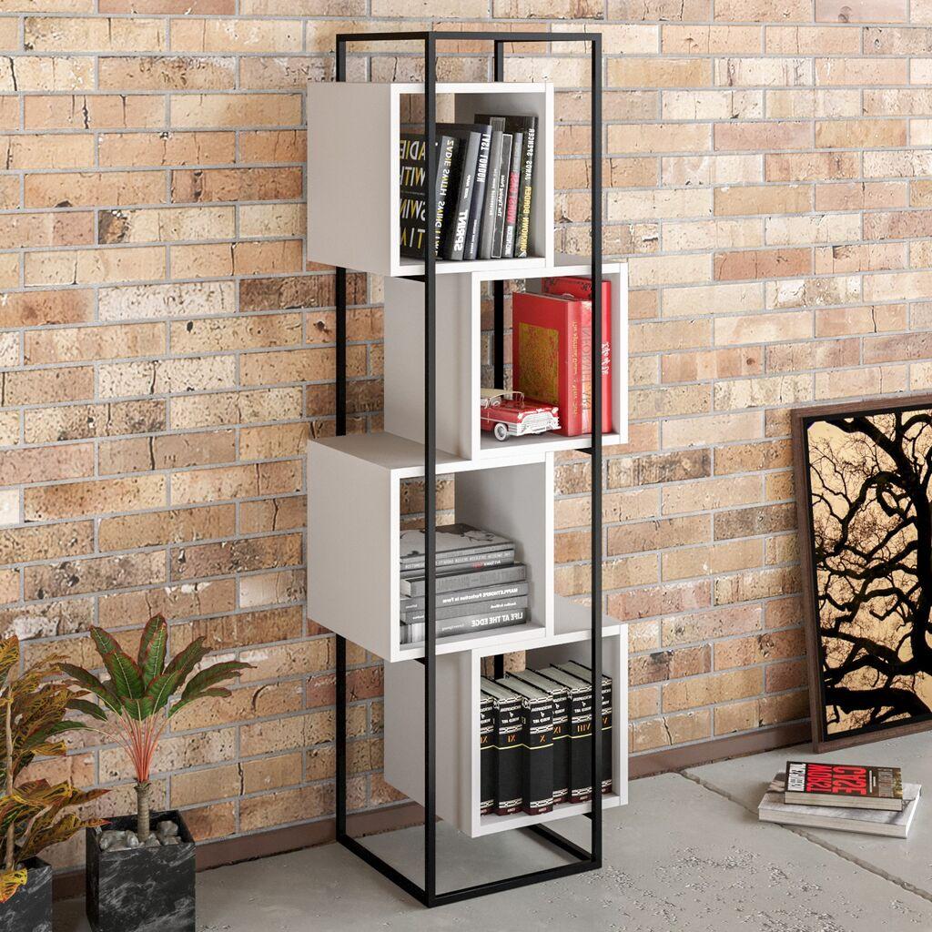 Hanah Home Prada Black White Polica za knjige 52x160x38cm, Bela