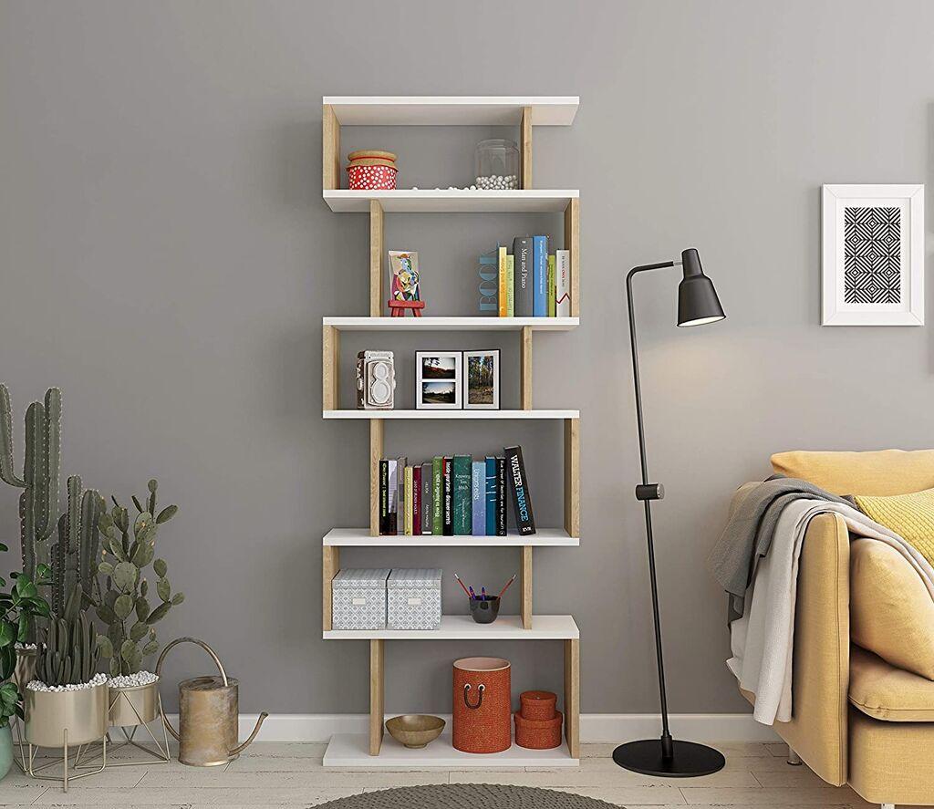 Hanah Home Bates White Oak Polica za knjige (ŠxDxV): 60x19.6x160cm, Belo bež