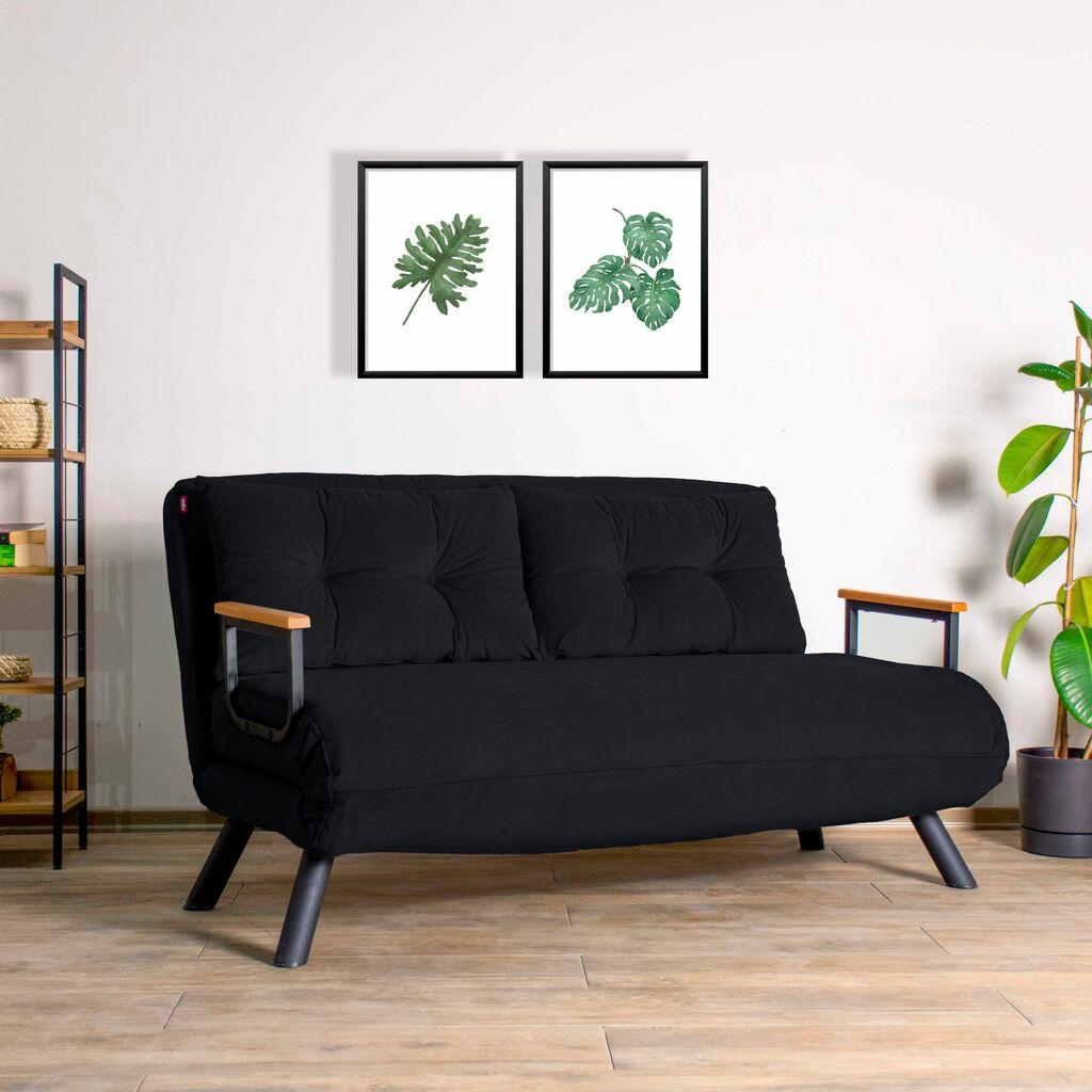 Atelier del Sofa Dvosed na razvlačenje Sando 2 Crni
