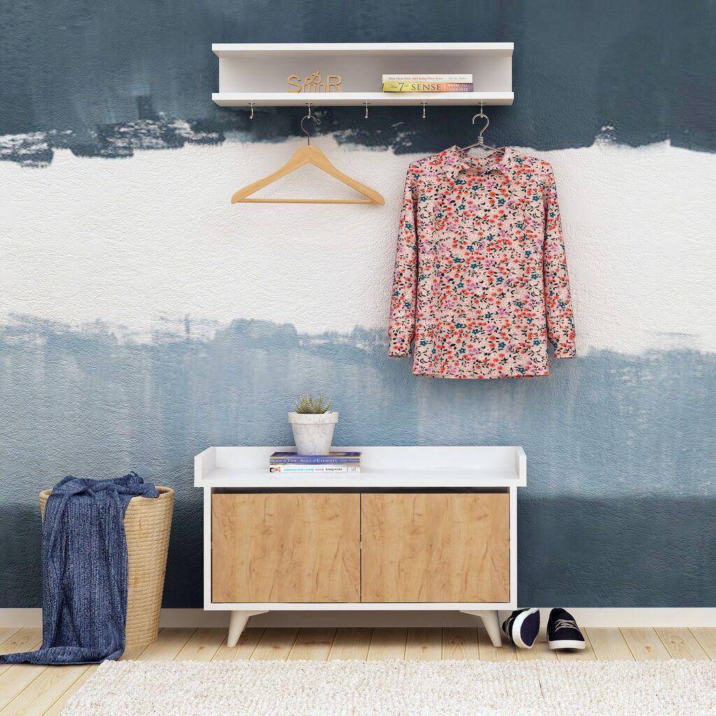 Hanah Home Cipelarnik 90x60​​x35cm Hrast-Beli