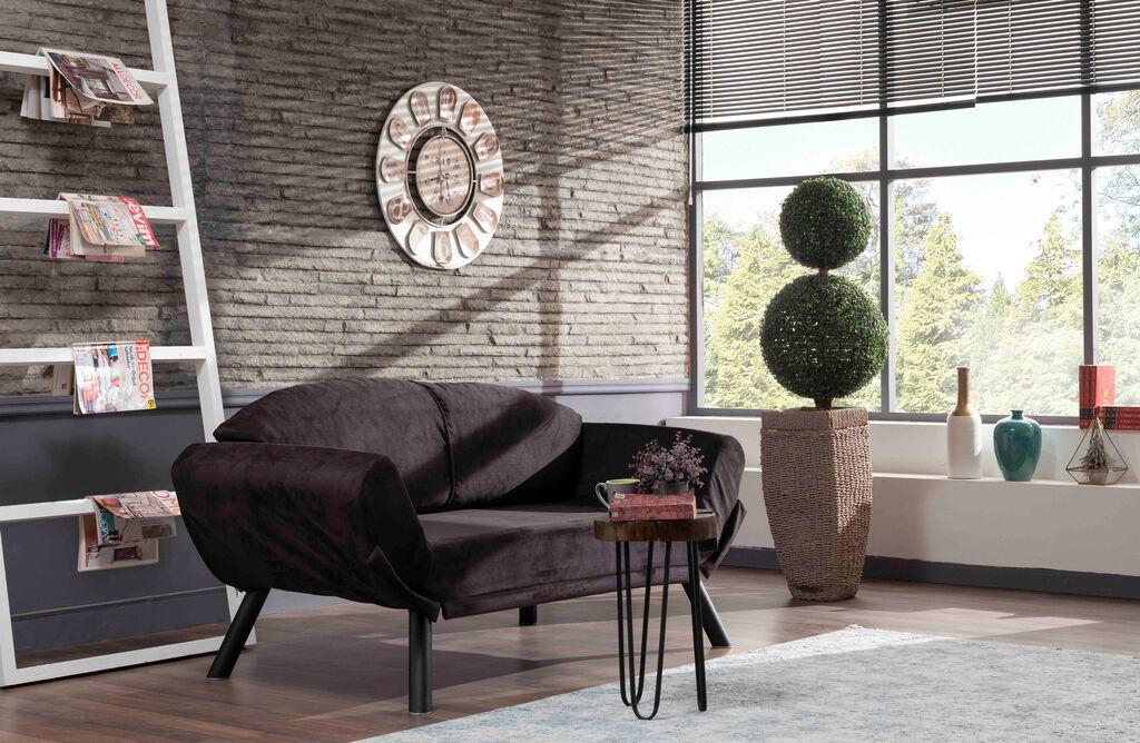 Atelier del Sofa Dvosed na razvlačenje Genzo 177x87x75cm Crni