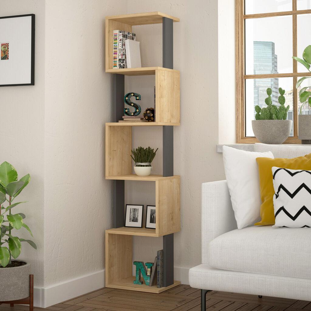 Hanah Home Piri Sonoma Oak Anthracite Polica za knjige 35x161x30cm, Bež