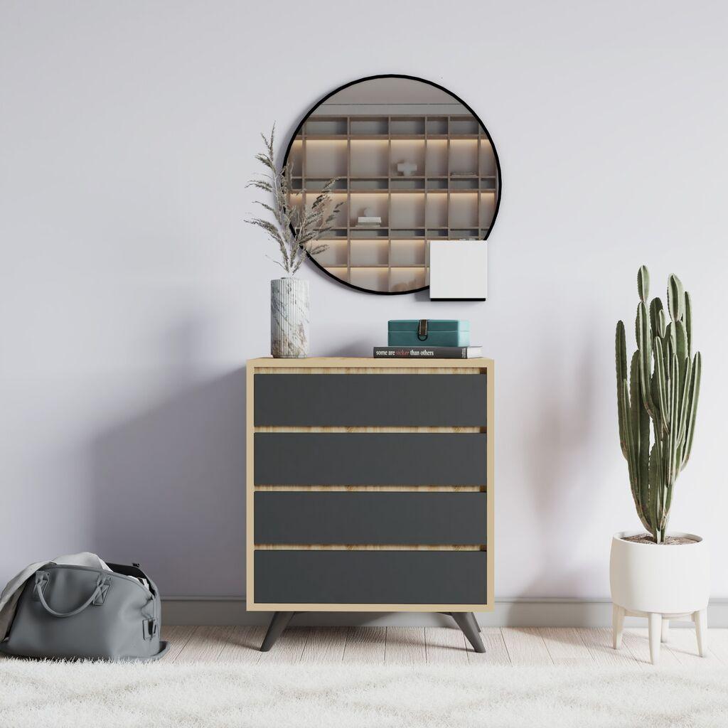 Hanah Home Komoda Suvera 70x86x40cm Hrast-Antracit