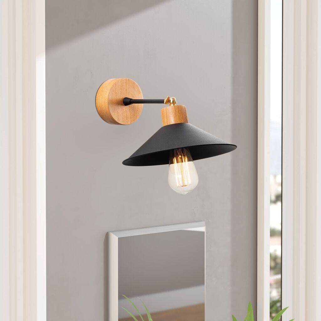 Opviq Zidna lampa E27 Socket, Crno-Hrast