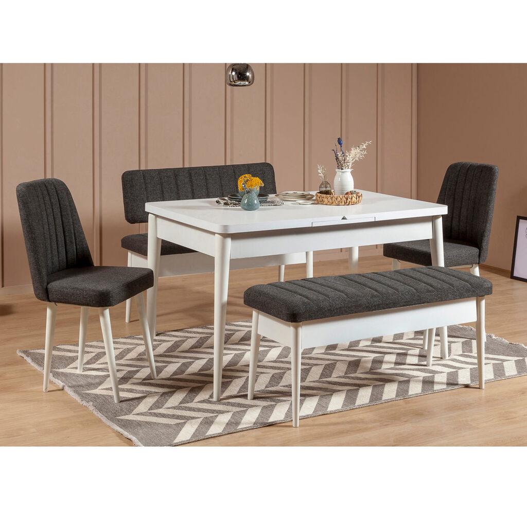 Hanah Home Vina Trpezarijski set, Belo-TamnoSiva