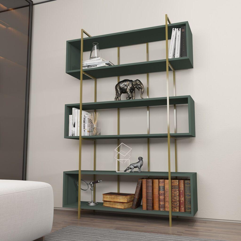 Hanah Home Bruti Green Gold Polica za knjige 120x180x29.6cm, Zelena