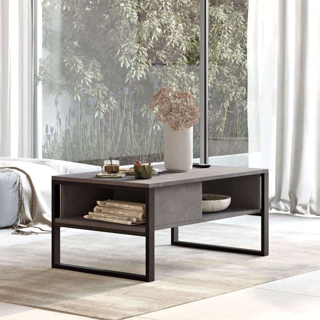 Hanah Home ML34 RG Sto za dnevnu sobu, Sivo-Crna
