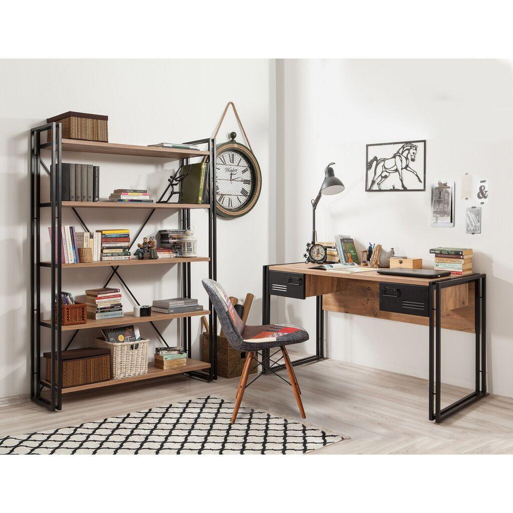 Hanah home Set radni sto i komoda COSMO Bež-Crni