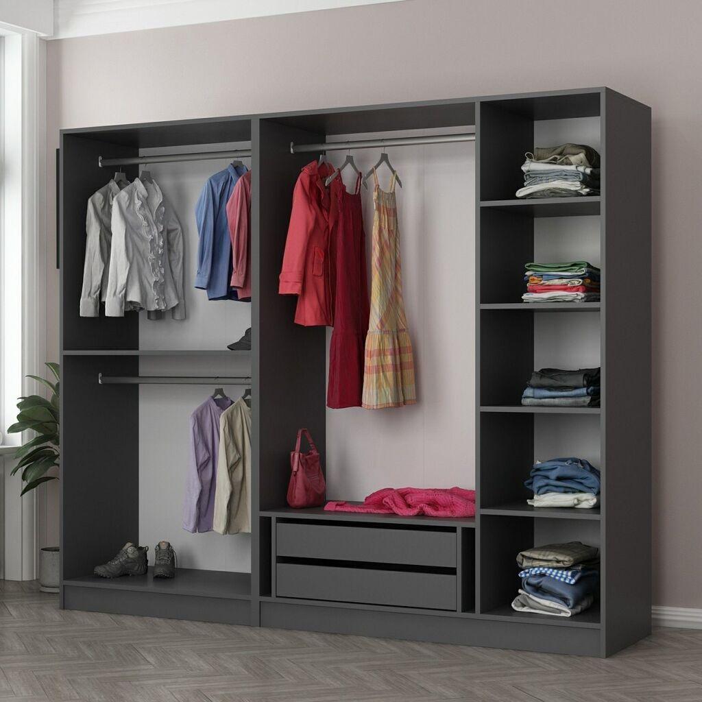 Hanah Home Kale 190 Anthracite v2 Garderober, 225x190x52cm,