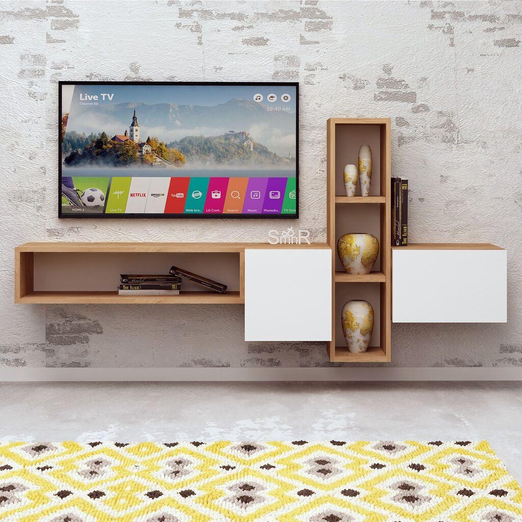 Hanah Home Kumkuat TV polica, Braon-Bela
