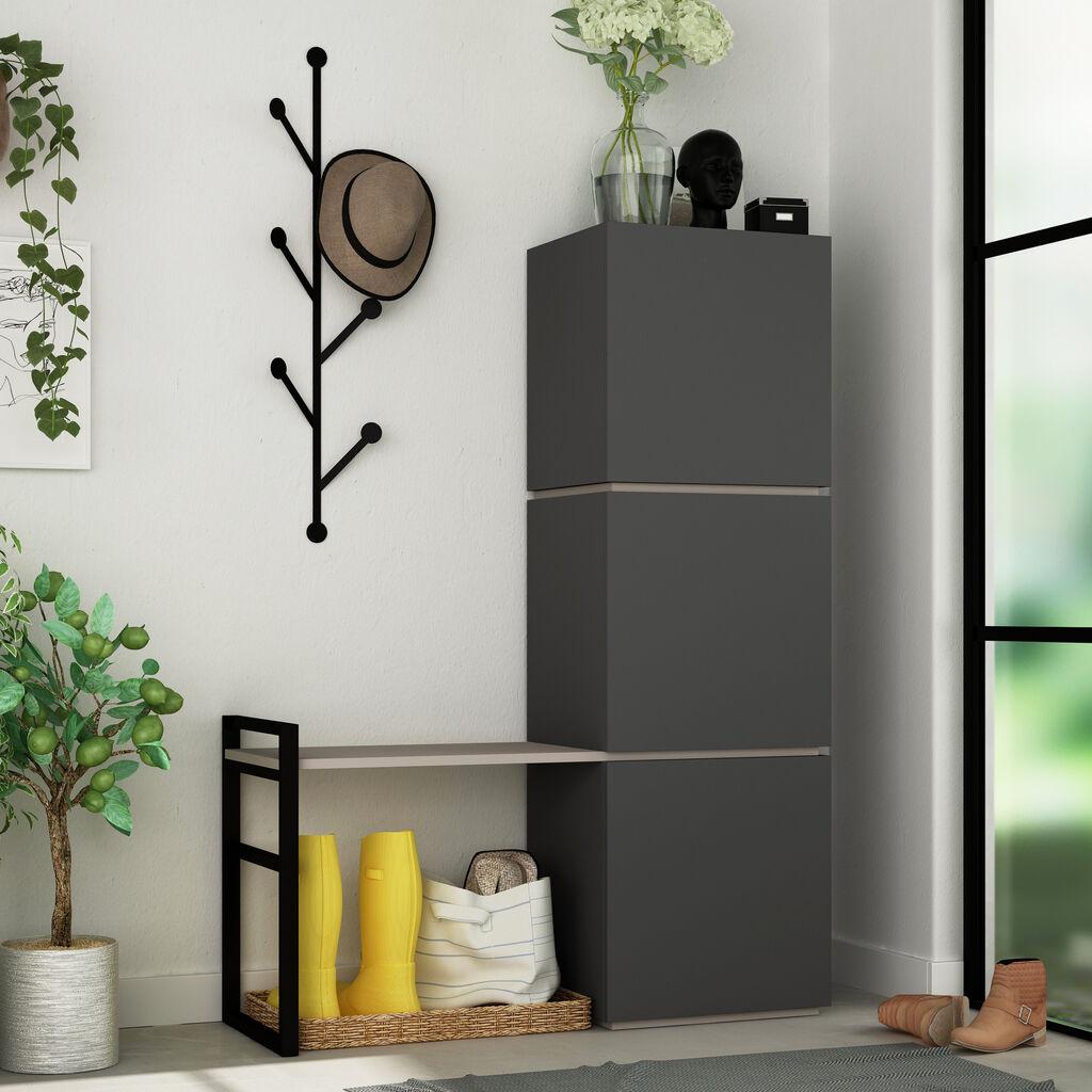 Hanah Home Mello Anthracite Cipelarnik, Crna