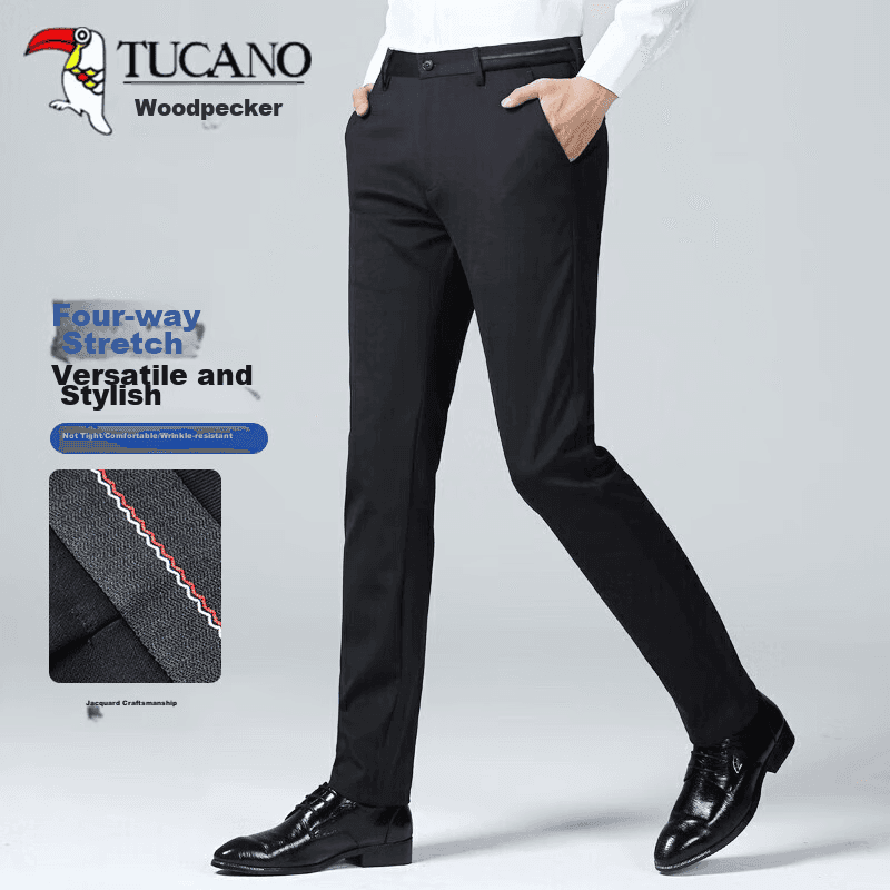 Tucano Muške pantalone, Četvorosmerno rastegljive, Prolećna i letnja verzija, Crne