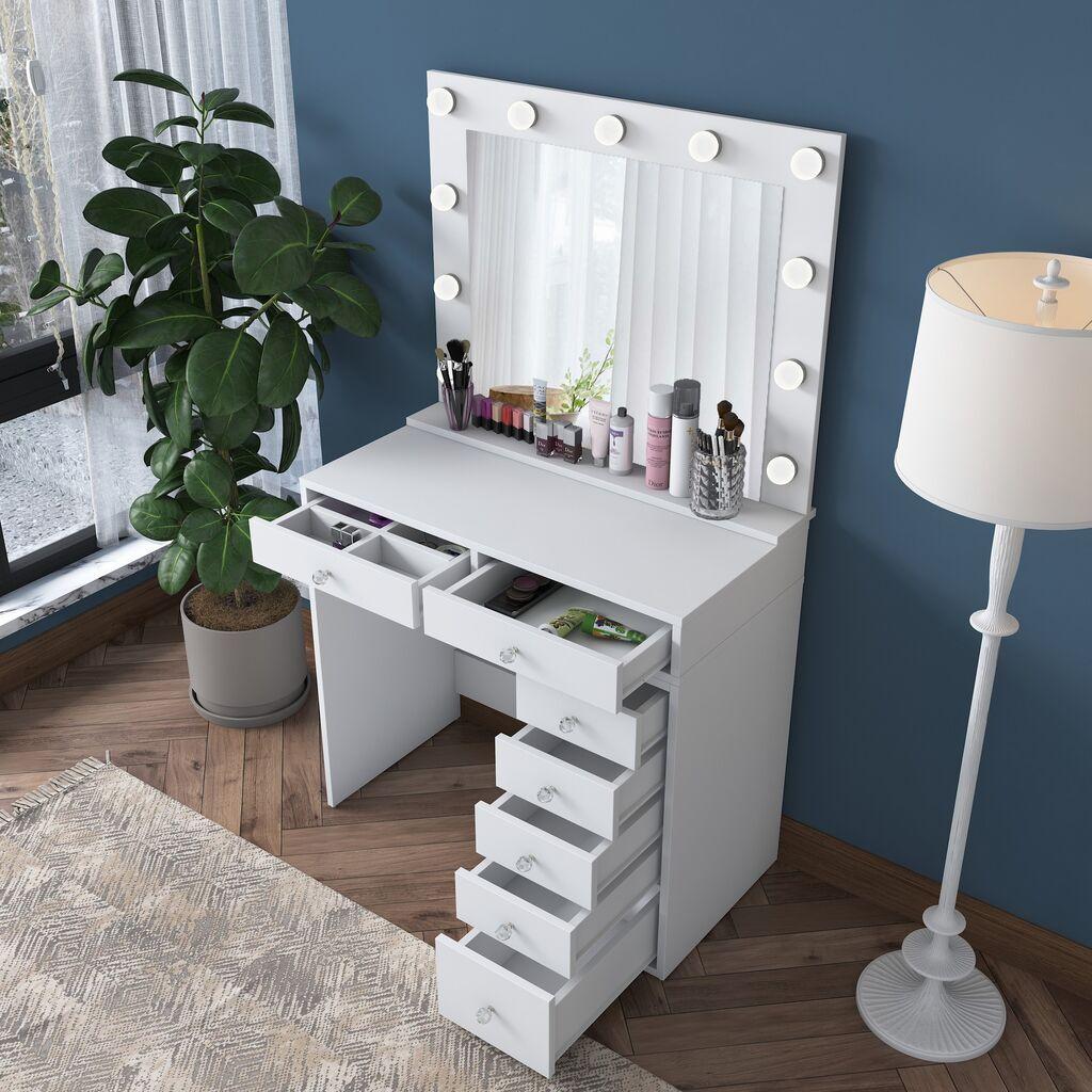 Hanah Home Sto za šminkanje BJ115 2781, 90 × 153,4 × 44,5 cm, Beli