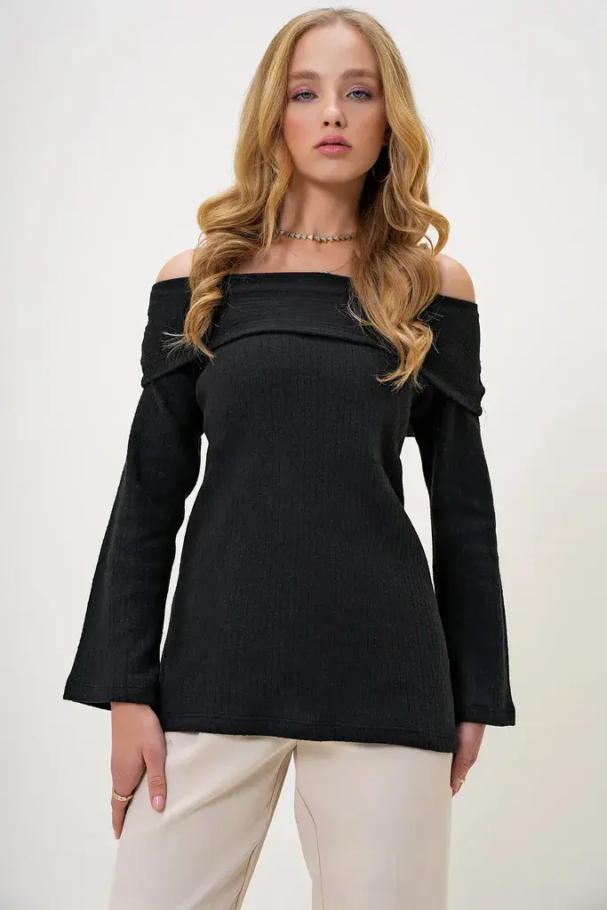 Trend Alacati Stili Ženska bluza dugih rukava Alc-X13117, Crna