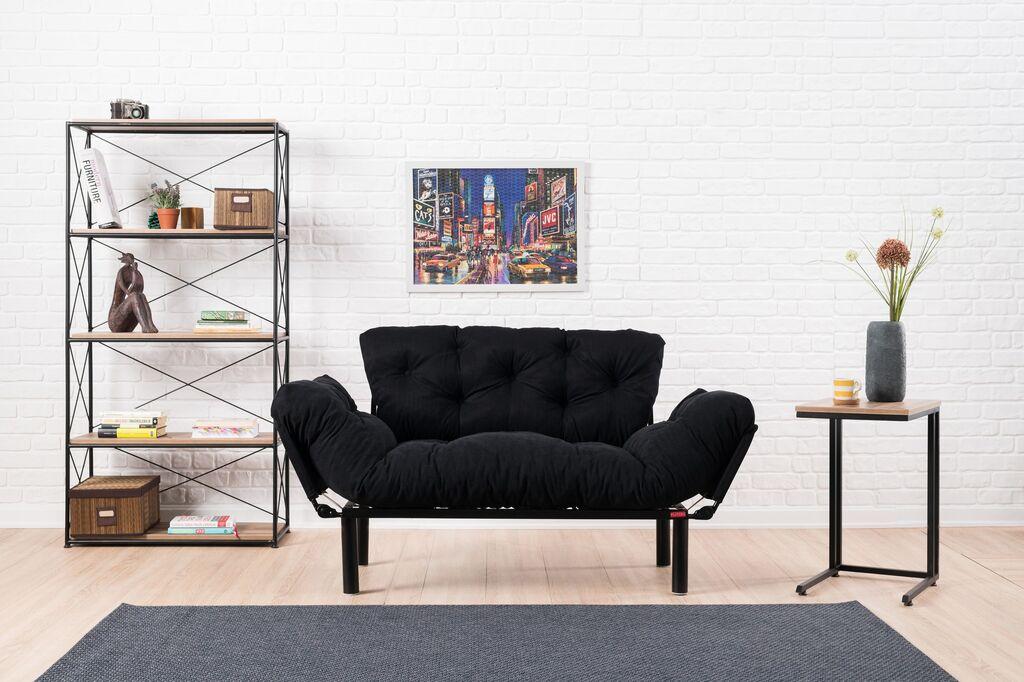 Atelier del Sofa Dvosed na razvlačenje Nitta 155x85x70cm Crni