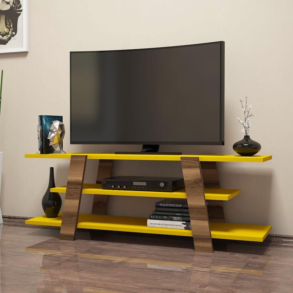 Hanah Home Flower TV polica,  Braon-Žuta