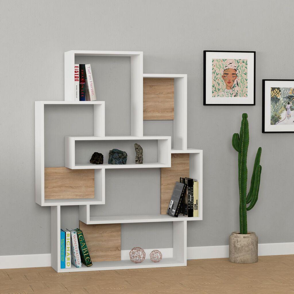 Hanah Home Barce White Oak Polica za knjige 101x132x22 cm, Bela