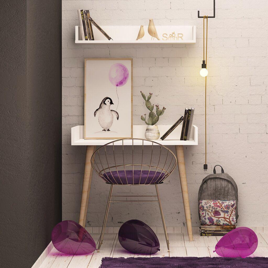 Hanah home Radni sto 90x84x60​cm Beli