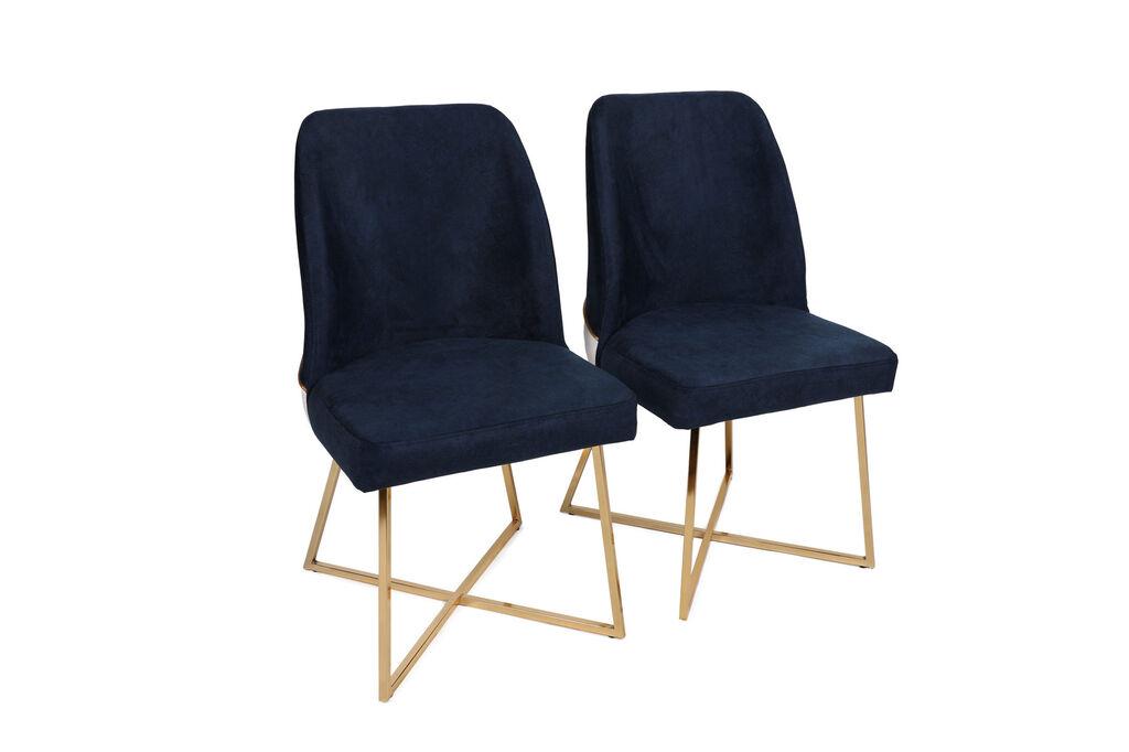 Hanah Home Set 2 trpezarijske stolice Zlatno-Tamnoplavi