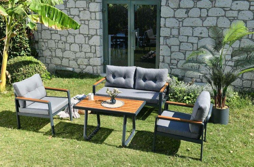 Hanah Home Baštenska garnitura Tivoli 129,5x74,5x74,5cm Antracit-Siva
