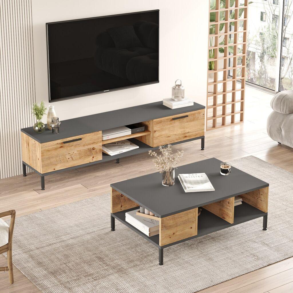 Hanah Home Set TV Komoda i klub sto Bež-Antracit