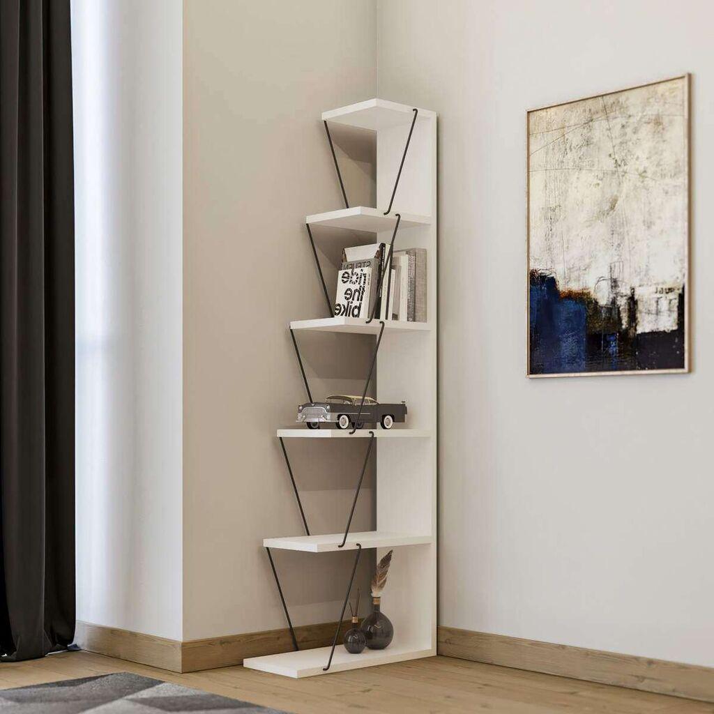 Hanah Home Tlos Polica za knjige, Bela