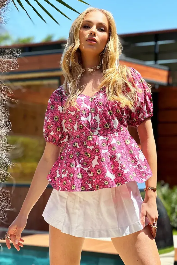 Trend Alacati Stili Ženska bluza kratkih rukava Alc-X12411, Roze