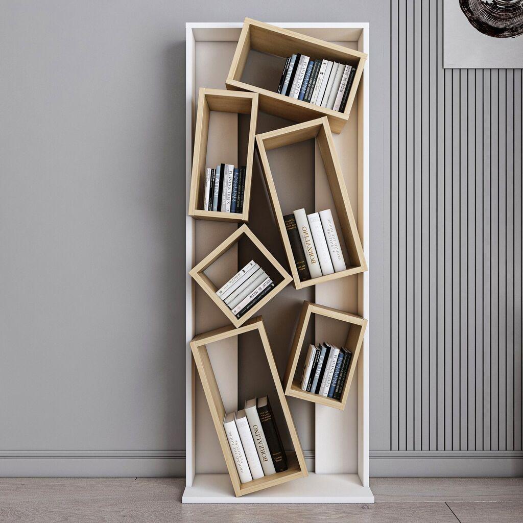 Hanah Home Carmen White Oak Polica za knjige 63x153.6x24cm, Bela