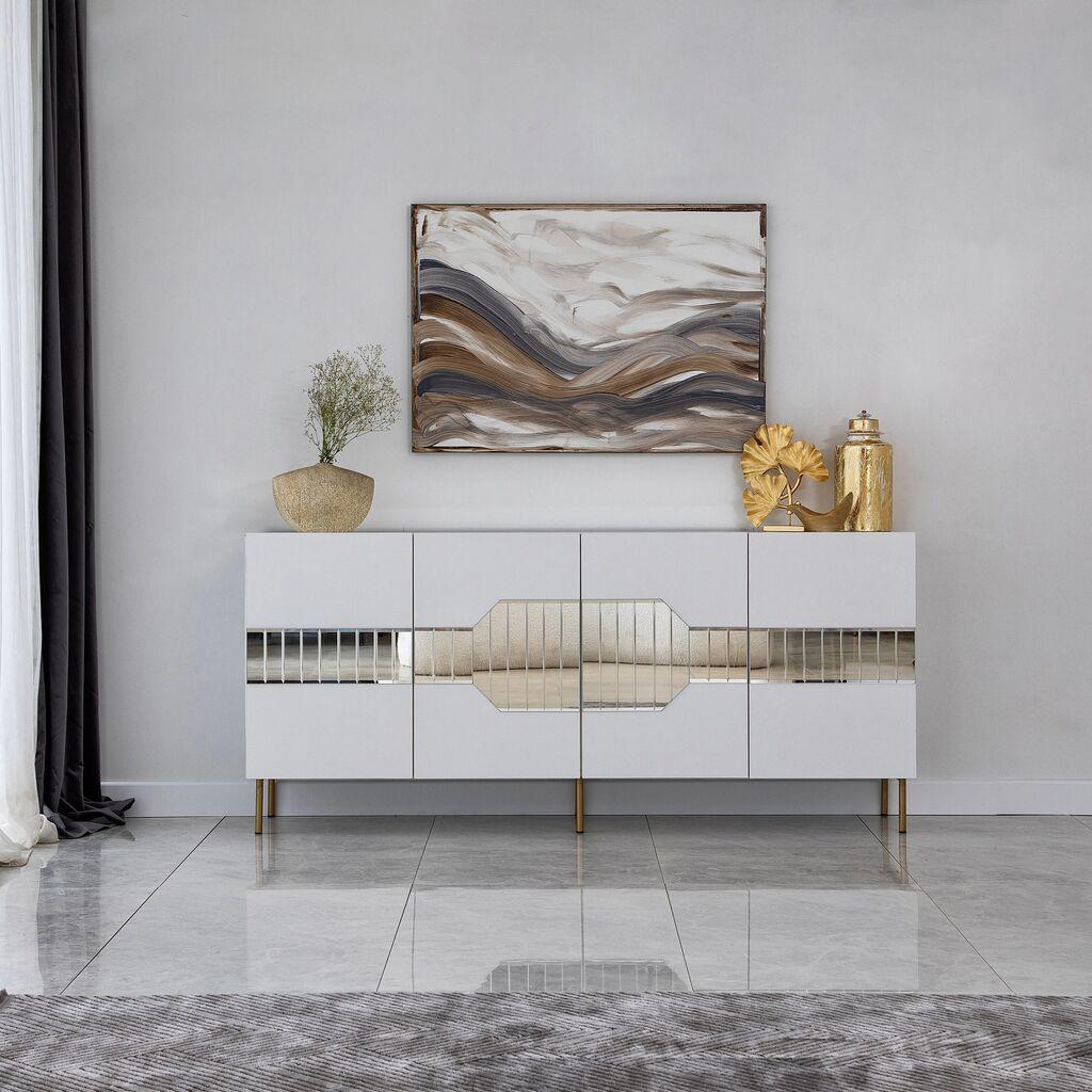 Hanah Home Komoda Milan 180x80x40cm Belo-Zlatna