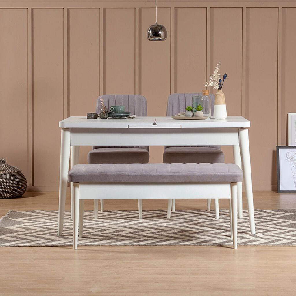 Hanah Home Vina 0701 Trpezarijski set, Belo-Sivi