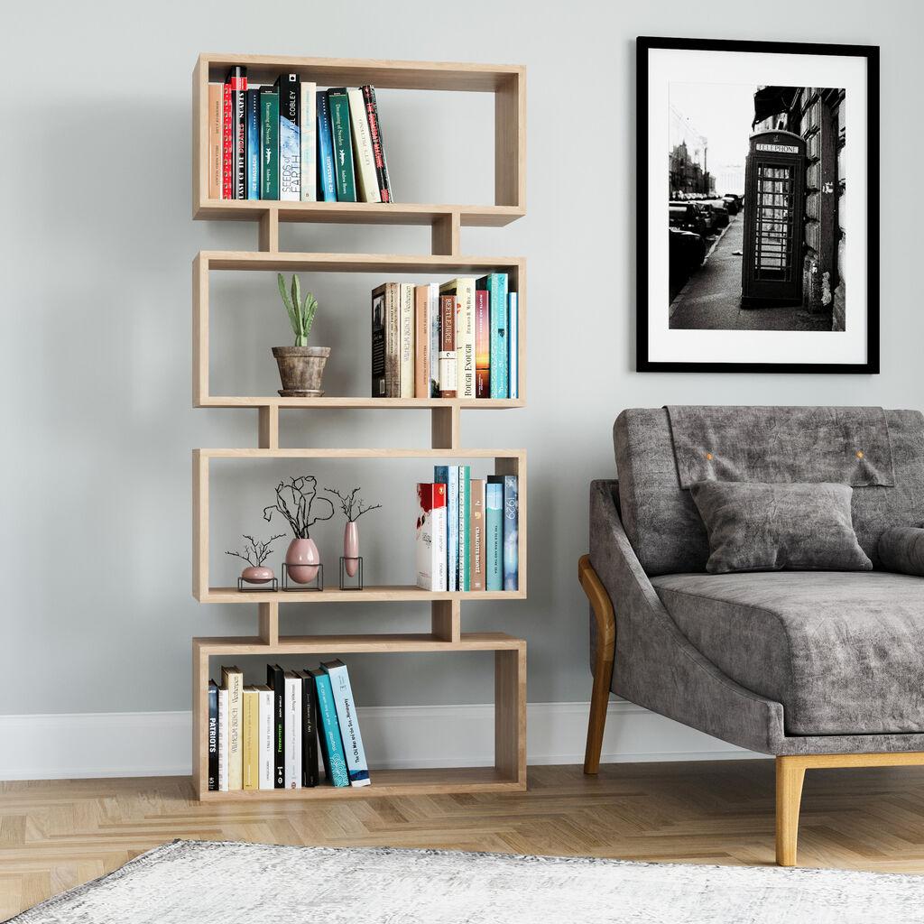 Hanah Home Langdon Oak Polica za knjige 72x25x161cm, Bež
