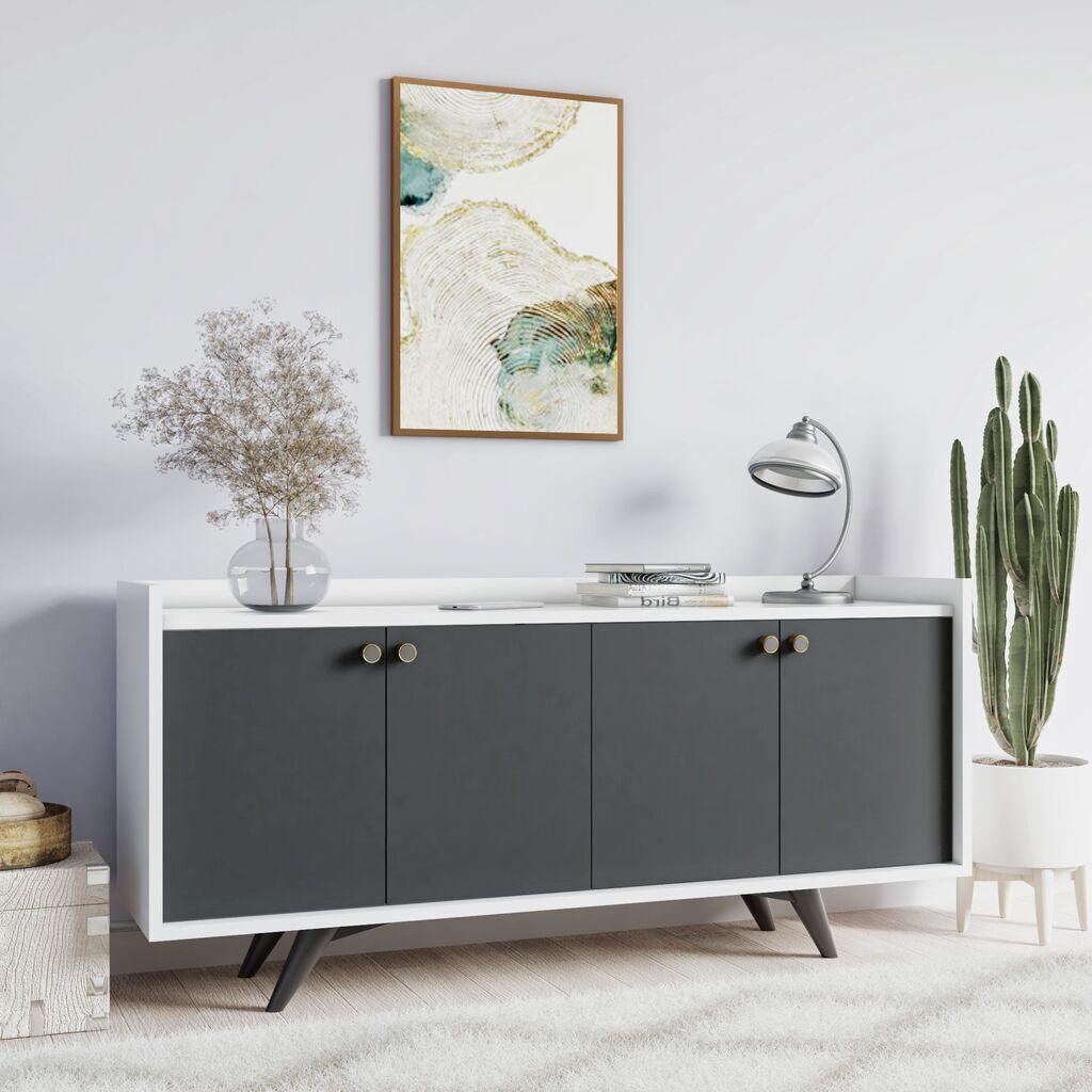 Hanah Home Komoda Bled 150x75x40cm Antracit-Bela