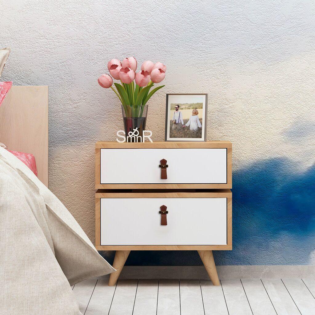 Hanah Home Leija Noćni stočić, Braon-Bela