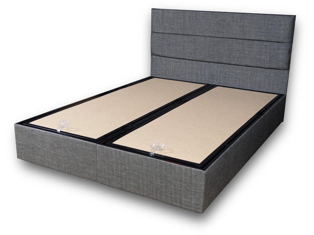 Hanah Home Bračni krevet sa prostorom za odlaganje Silver 140x38x190cm Crni