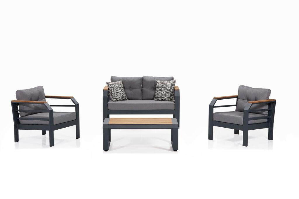 Hanah Home Baštenska garnitura 67x137x77cm Sivo-Crna