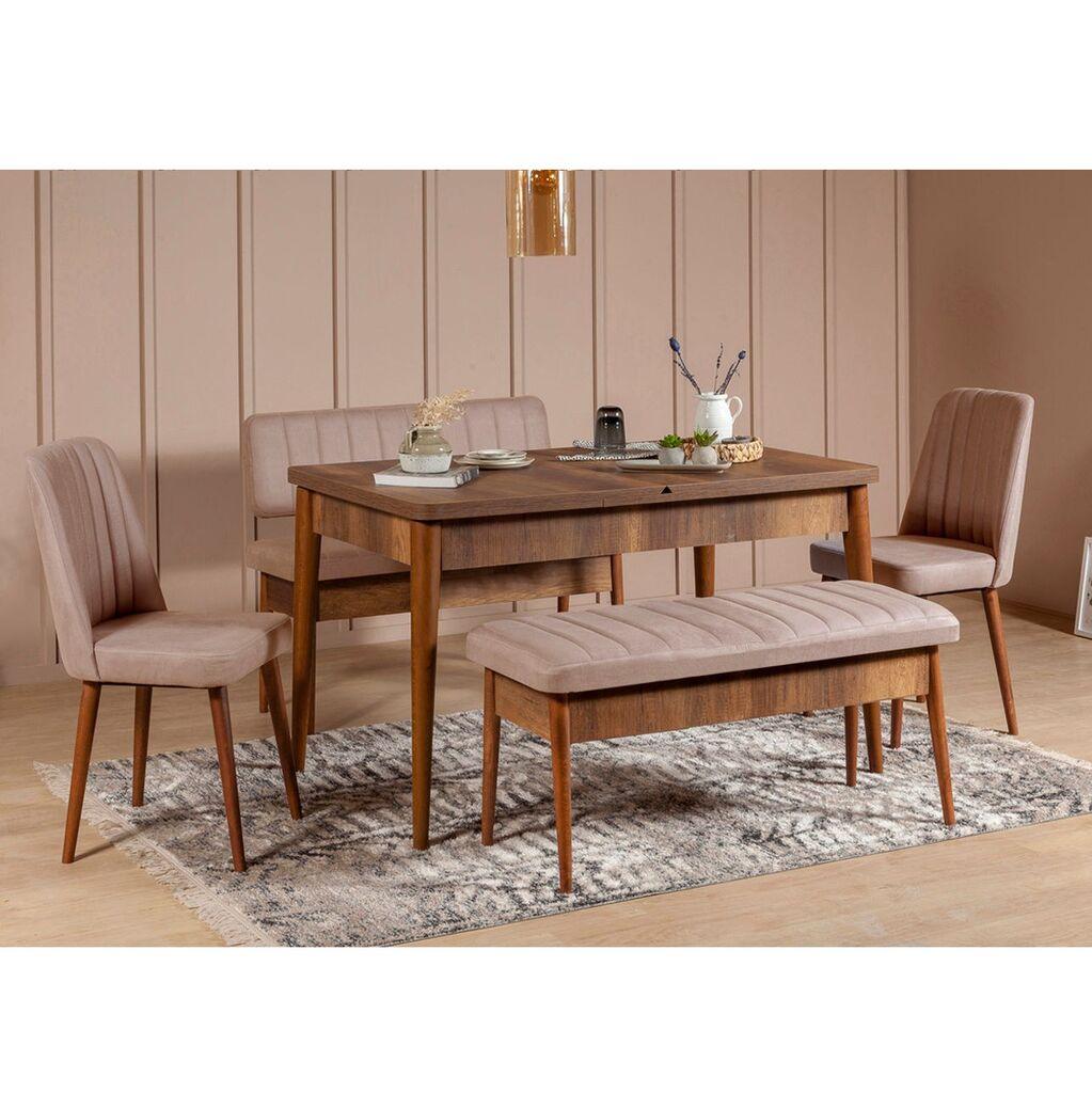 Hanah Home Vina Trpezarijski set, Braon-Krem
