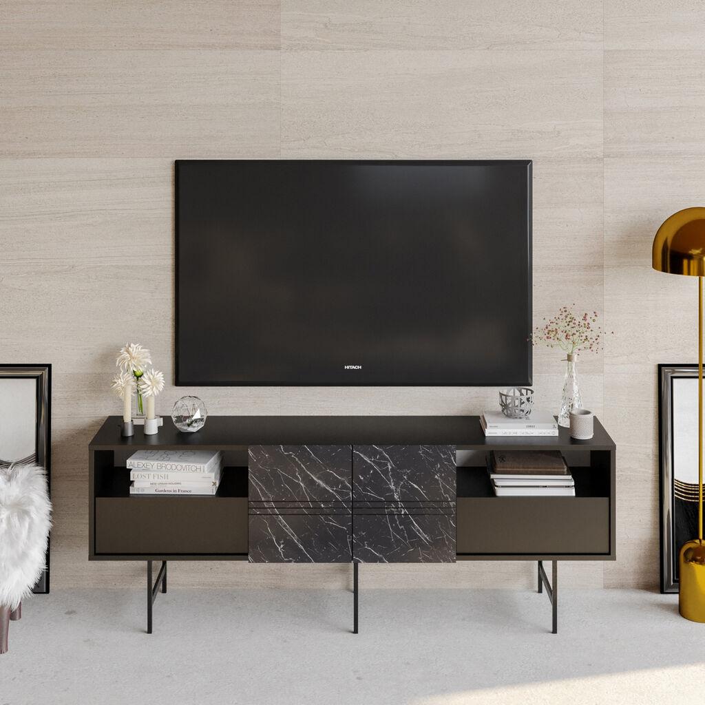 Hanah home TV Komoda Derin Crno-Mermer