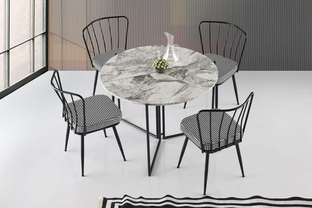 Hanah Home Yaprak 1203 Trpezarijski sto, Sivo-Crni