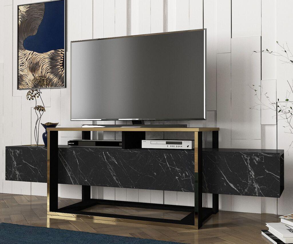 Hanah home TV Komoda Bianco Crno-Zlatna