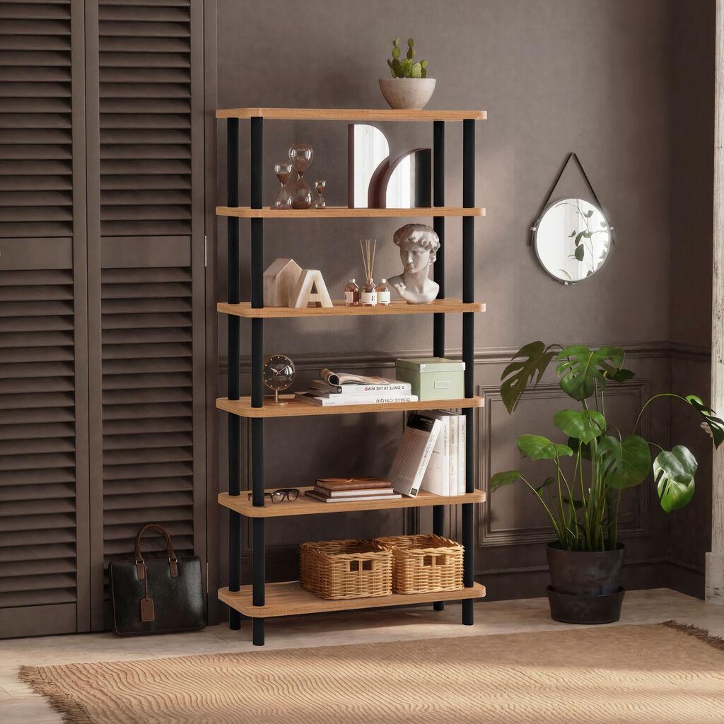 Hanah Home Polica 80x168,5x28cm Crno-Bež