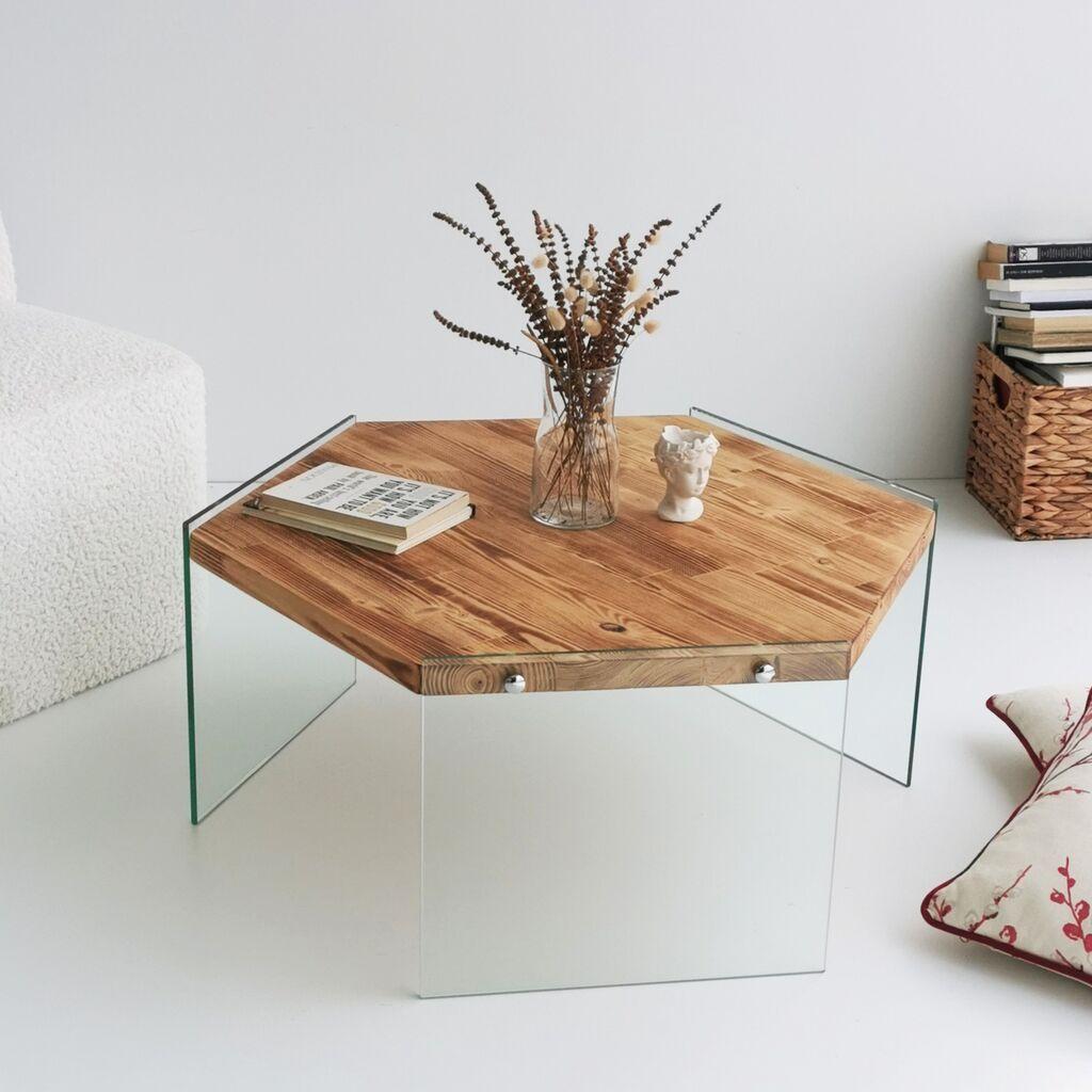 Hanah Home Klub sto Hexagon S304 80x35x70cm Hrast