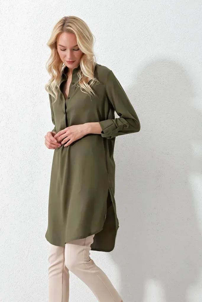 Trend Alacati Stili Ženska košulja dugih rukava ALC-X11827, Kaki
