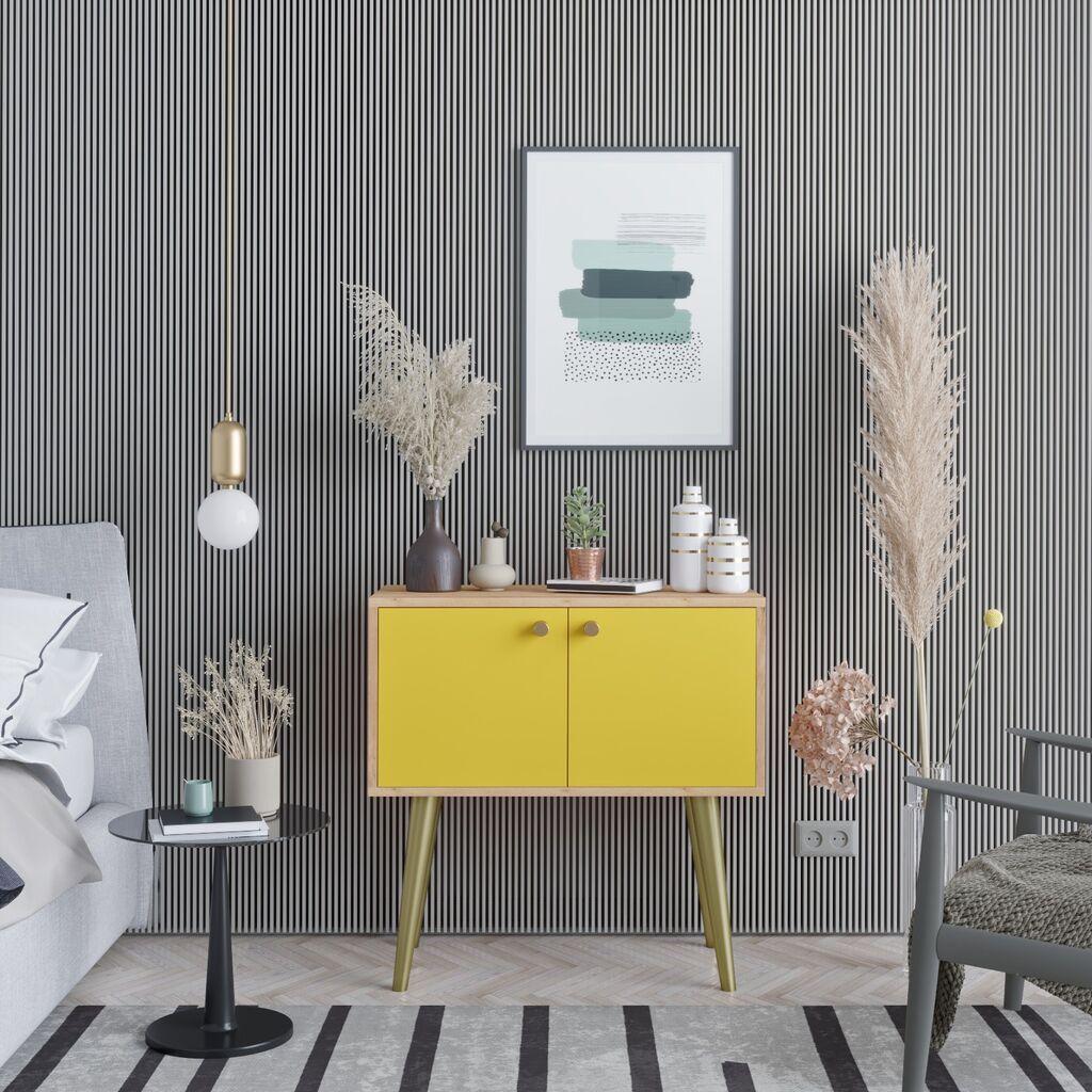 Hanah Home Komoda JOLA 80x80x40cm Hrast-Žuta