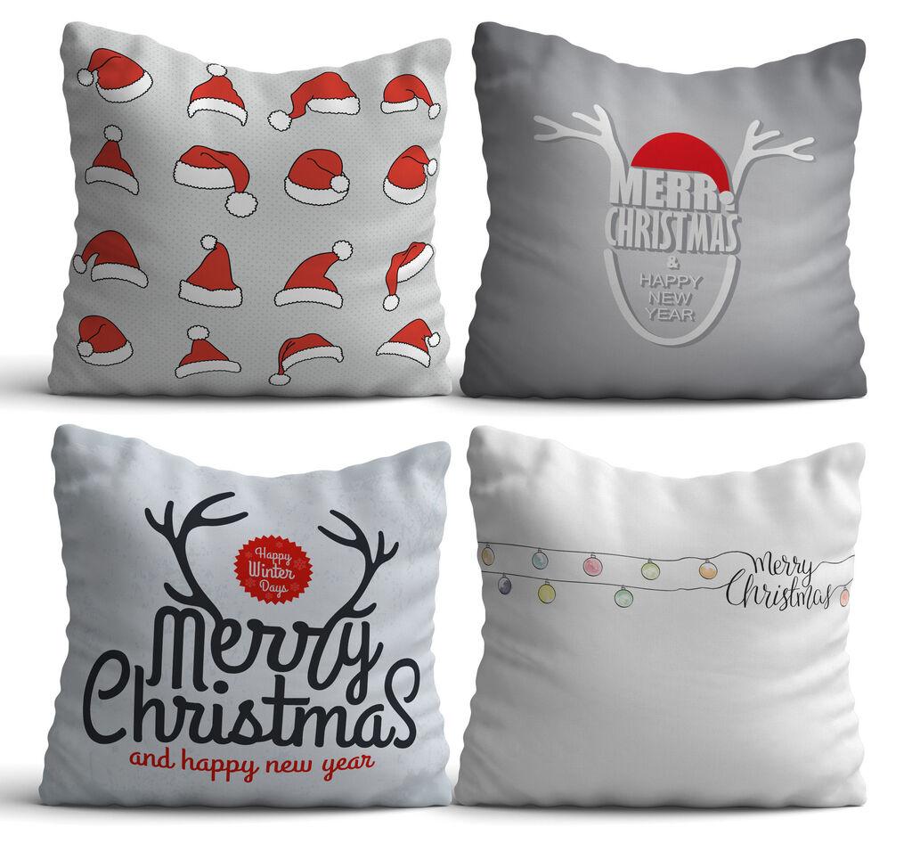 Aberto Design NYXMAS04 Set od 4 dekorativnih jastuka, 43 x 43 cm, Sivi