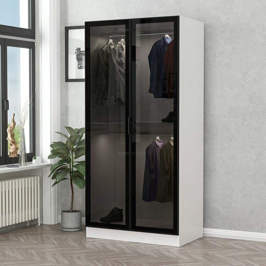 Hanah home Ormar Kale 90x190x52cm Crno-Beli
