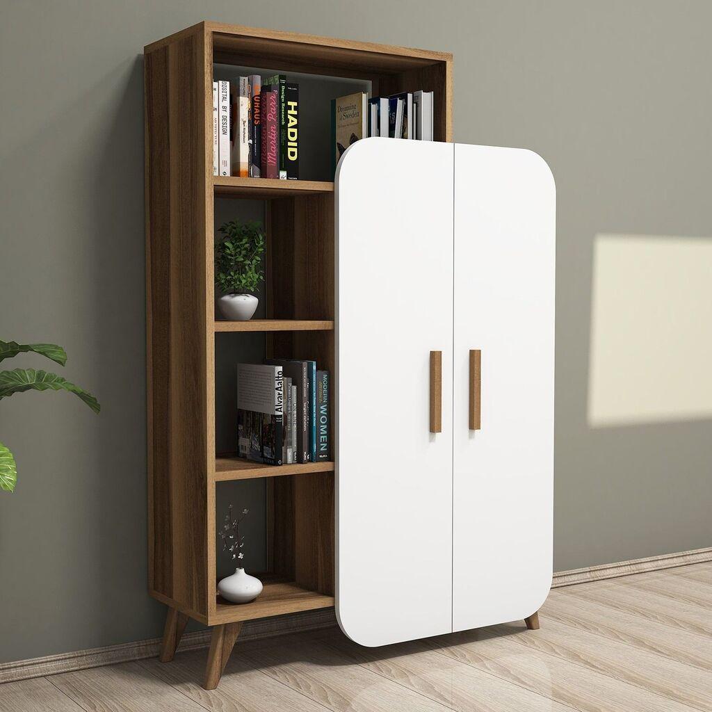 Hanah Home Form Walnut White Polica za knjige 90x132x32cm, Braon bela