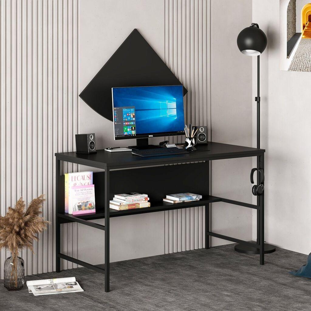 Hanah Home Greta Matte 7041 Black Radni sto 120x74x60​​cm, Crni