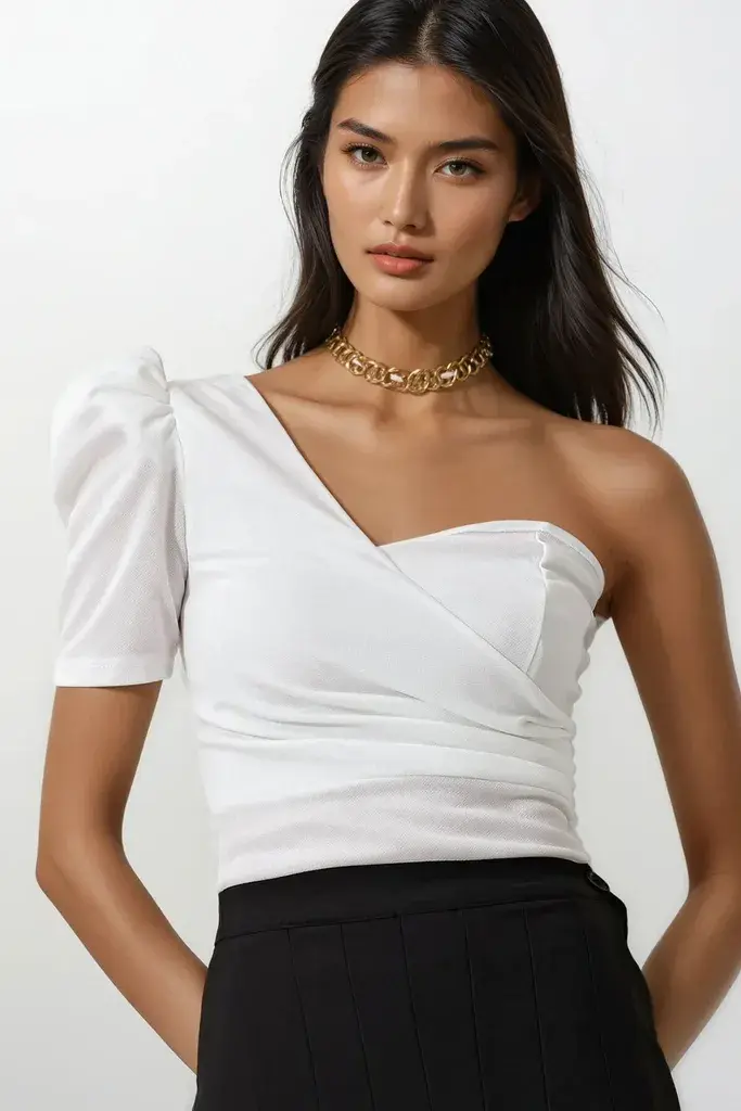 Trend Alacati Stili Ženska bluza kratkih rukava ALC-X11799, Bela