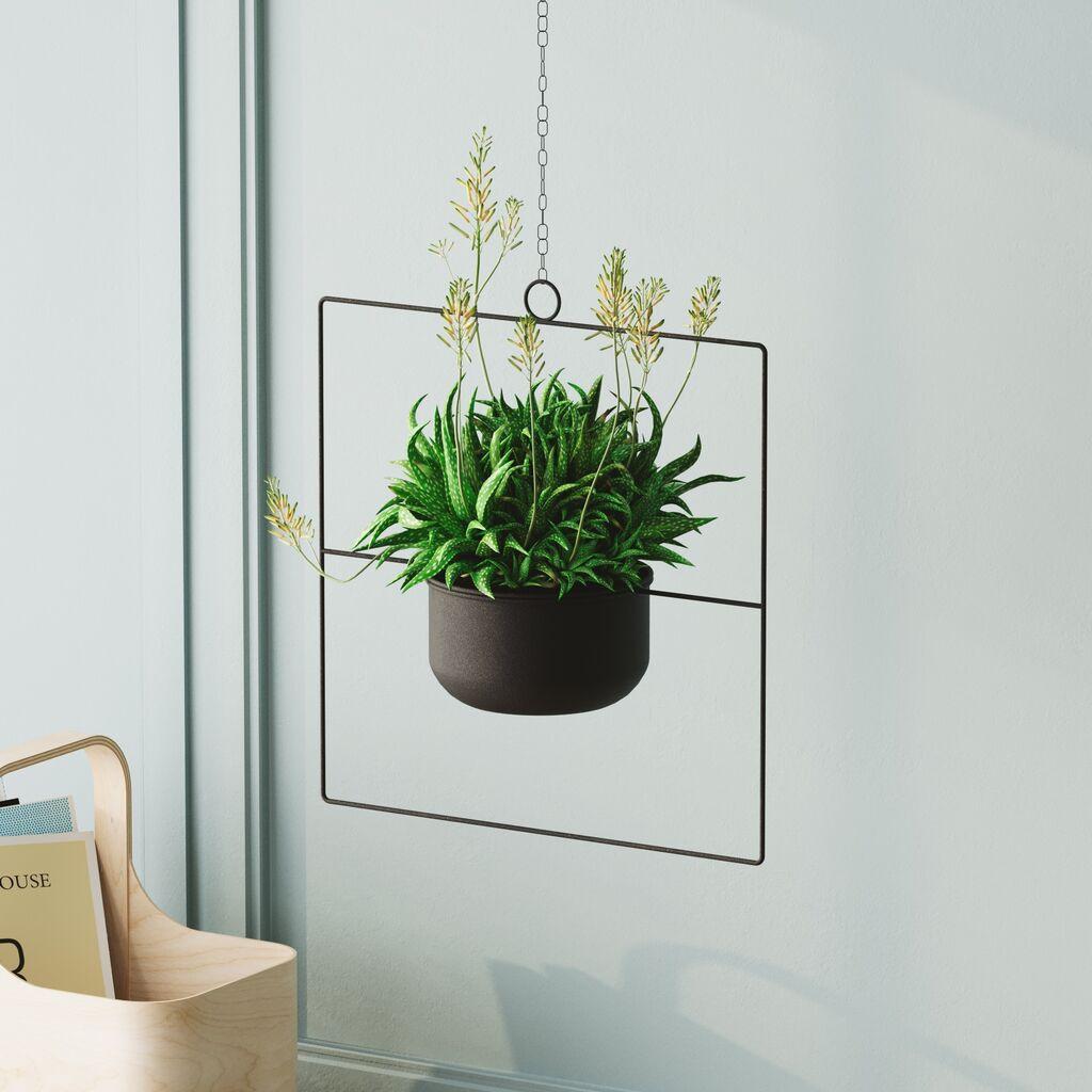 Aberto Design Dekorativna saksija Pandantif, 40x40x17 cm, Crna